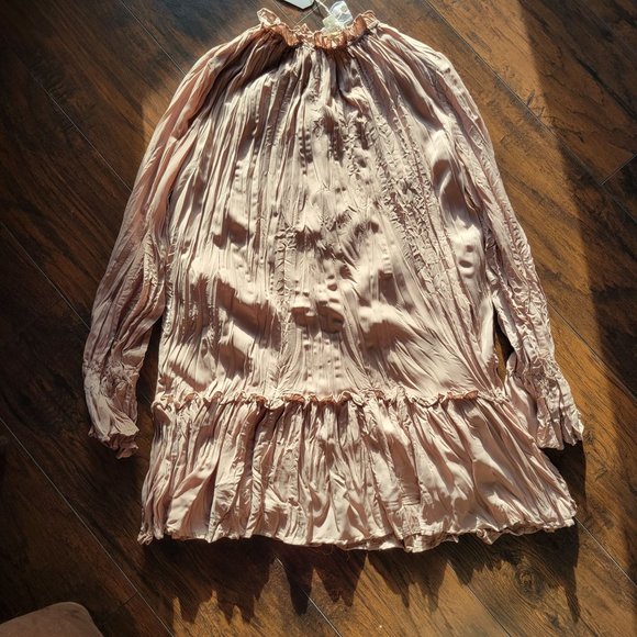 Love Riche Dress Beige Maxi Ruffle Poet Sleeves Cowl Neck Napa Valley Womans - Picture 11 of 16